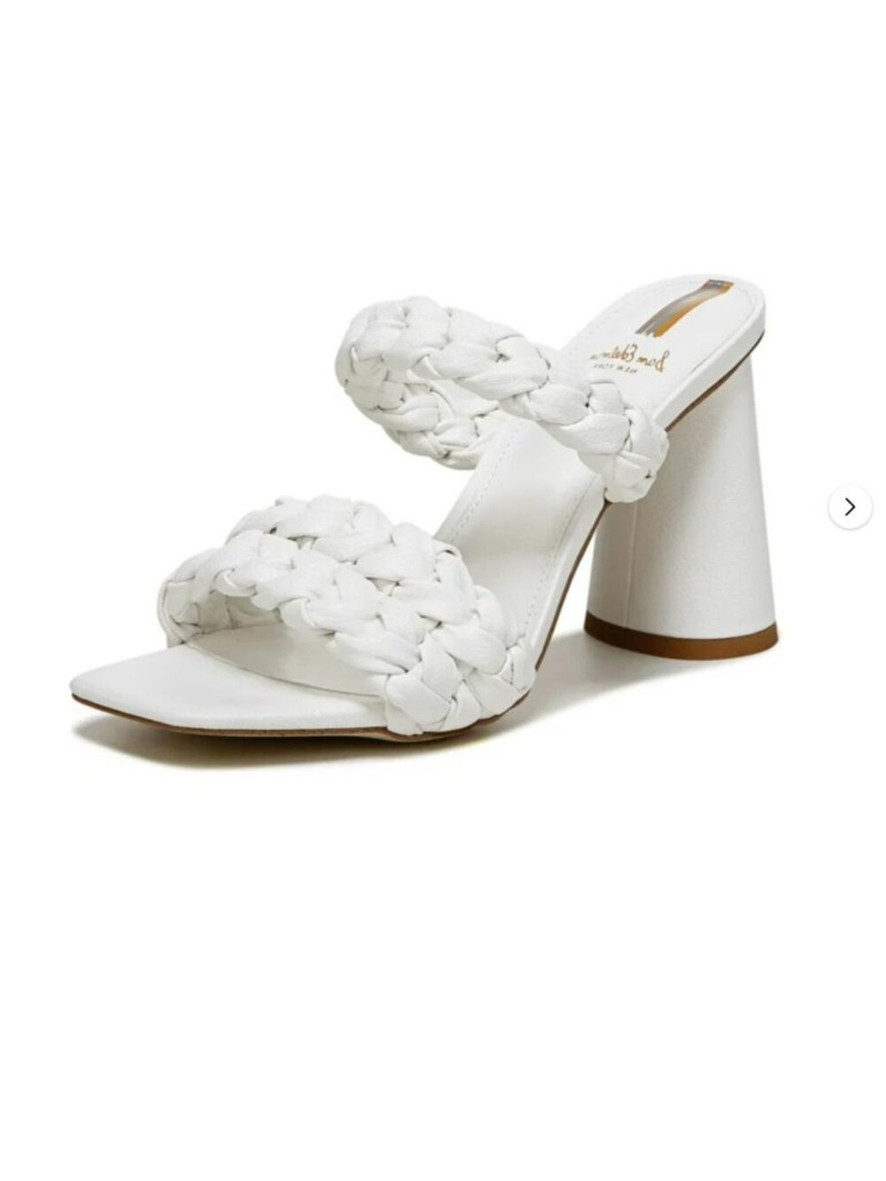 Sam Edelman Women's Kendra White Leather Block Heel Square Open Toe Slip On 10